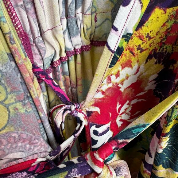 Josie Natori Maly Wrap Lightweight Dragon Floral Robe S - Picture 5 of 6